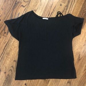 Cute Black shoulder strap knit top
